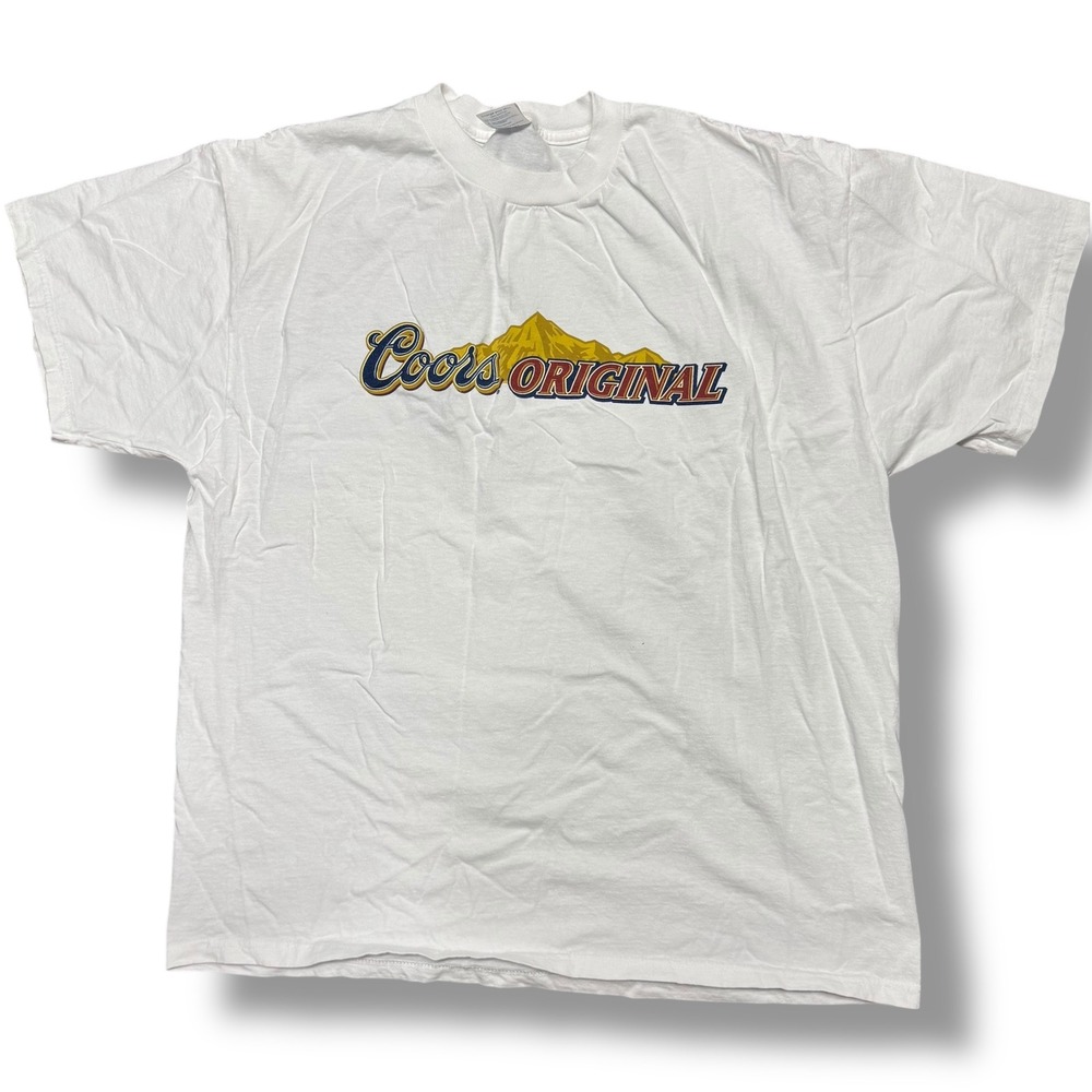 Vintage‎ Coors Original Mountains Graphic T Shirt Delta Pro Weight White XL